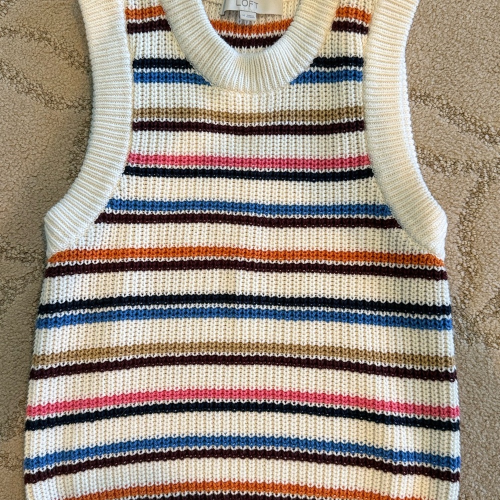 LOFT Multicolor Striped Knit Top